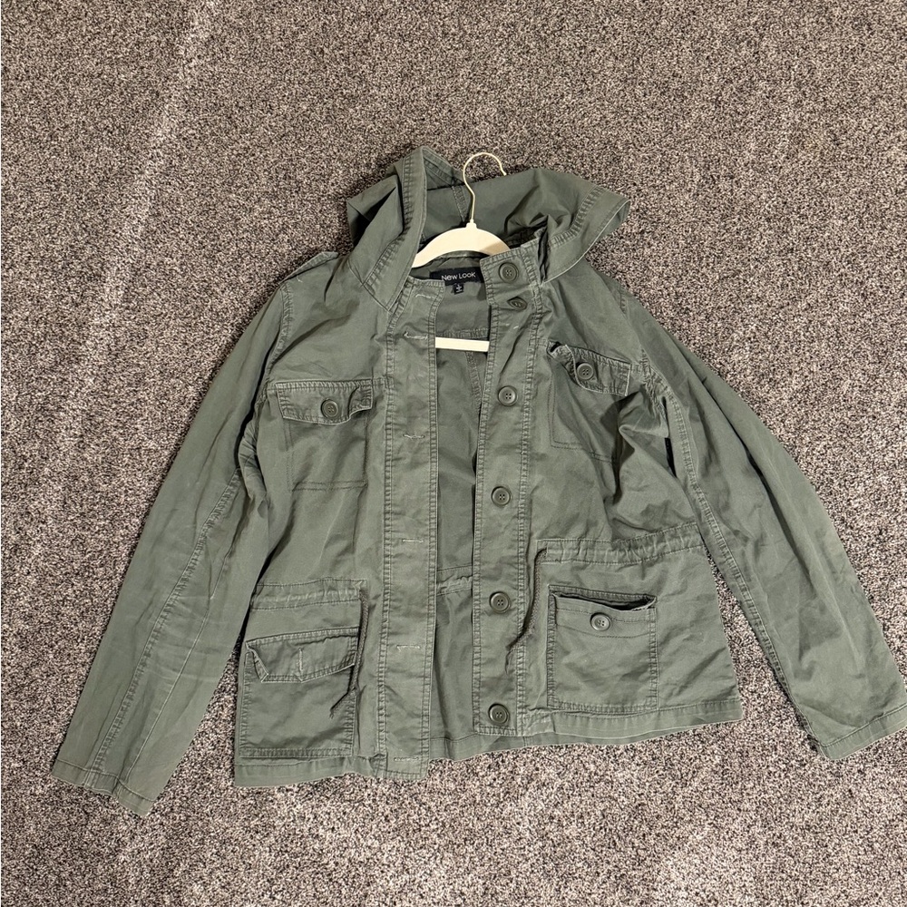 Hooded Army Green Jacket size Large